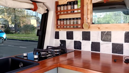 Luxury off-grid Sprinter with unique, bohemian interior! Winter camping