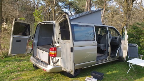 Volkswagen extended camper van sleeps 2 people