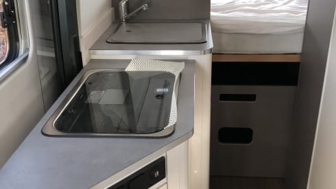 Beautiful 2-person Ford camper van from 2023 with luxurious furnishings
