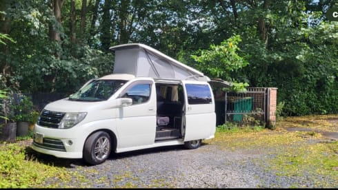 Elgrandy – Cool 3 berth Nissan ELGRAND campervan from 2005 with pop roof