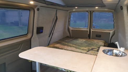 Volkswagen extended camper van sleeps 2 people