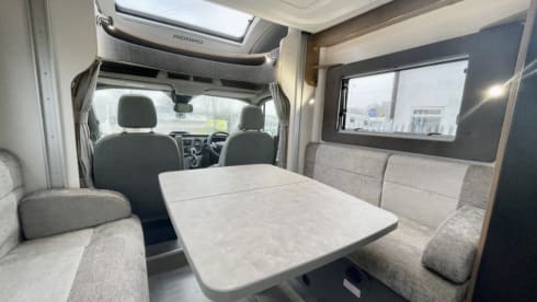 Hugo  – Luxury 4 berth Bailey Adamo with drop down beds and large living spaces. 