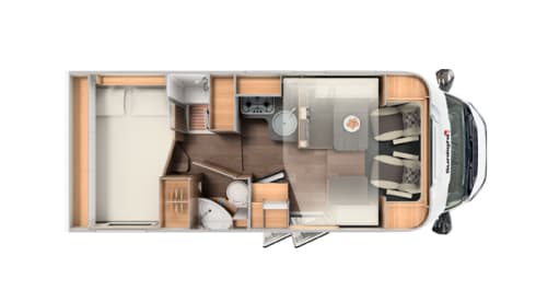 Sunlight T65 – Très beau camping-car Sunlight spacieux pour 4 personnes de 2023, beaucoup d'espace de rangement.