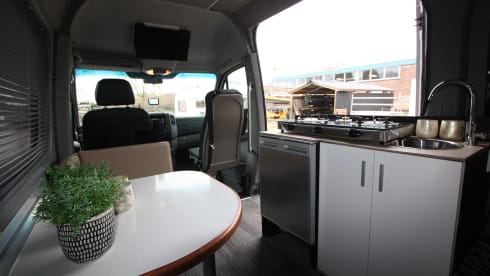 Completely restyled Mercedes Sprinter with XXL luxury fixed bed (double)