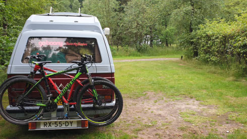 Original retro Volkswagen T3 Dehler with complete camping equipment.