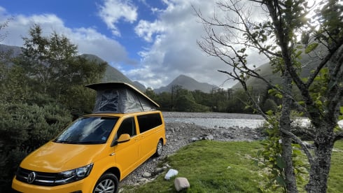 4 berth Volkswagen Yellow Camper