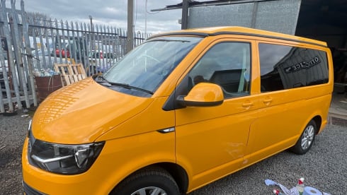 4 berth Volkswagen Yellow Camper