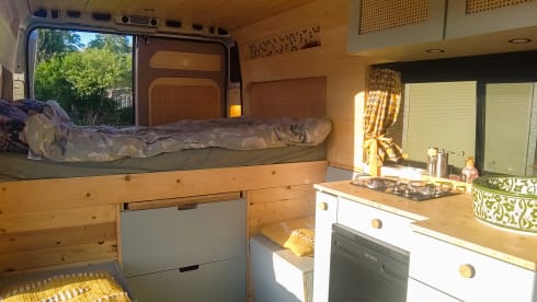 Adventurous camper van with on-board cinema and "Stealth Mode"