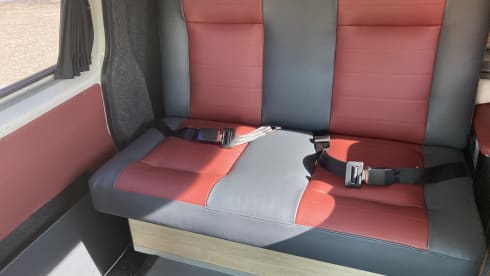Guus (dan denk je aan brabant) – Red and white Volkswagen T5