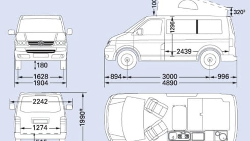 4-person Volkswagen California bus camper T5