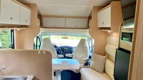 Luxury motorhome with air conditioning and separate sleeping area