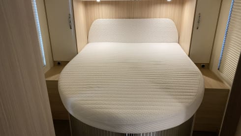 Super luxurious Bürstner with queen bed.