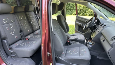 Super nice Volkswagen Caddy Maxi campervan from 2011 with tent, 4p