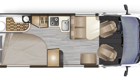 Luxury 4 pers. with fixed French bed and a pull-down bed