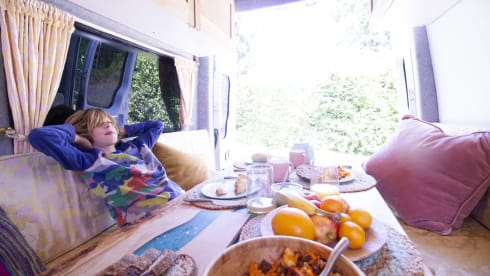 Orla – Off-grid, Heated, 3-Berth Mercedes Camper with Wood Interior & River Table