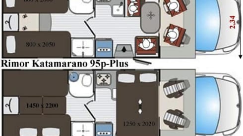 B-type – Luxury motorhome, semi-integrated with length beds