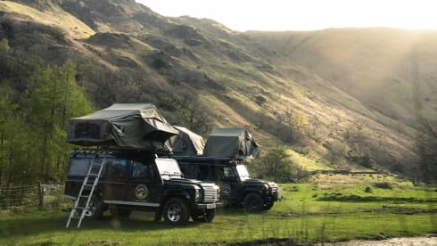 STEVENSON – Land Rover Defender 110 with Rooftop Tent & Awning | Carries 5, Sleeps 3