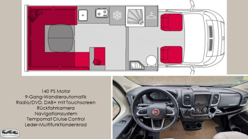 der U – (T) Floor plan with rear seating group: Pilote P696 U Evidence
