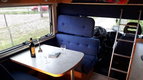 Spacious Fiat 2006 with a fixed bed, air conditioning and a very cozy interior.