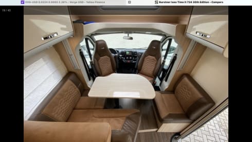 Super luxurious Bürstner with queen bed.