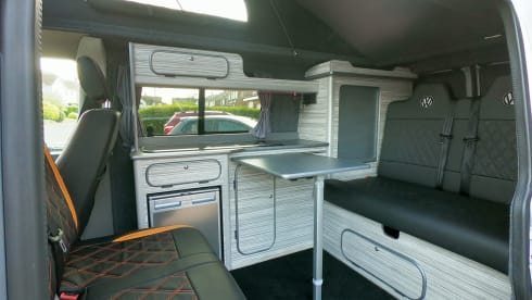 4 berth Volkswagen Campervan with pop top