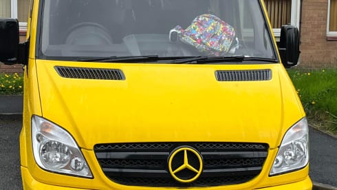 Big Yellow Campervan – 3 berth Mercedes-Benz Race Van Fully comp insurance included 