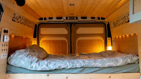 Adventurous camper van with on-board cinema and "Stealth Mode"