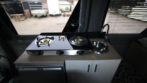 Completely restyled Mercedes Sprinter with XXL luxury fixed bed (double)