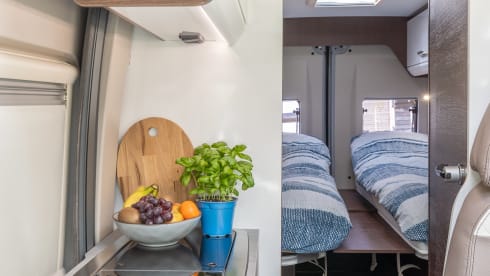 Off the Grid 1 – Brand new 6.36 bus camper with automatic transmission and solar panel, "off the grid no. 1"