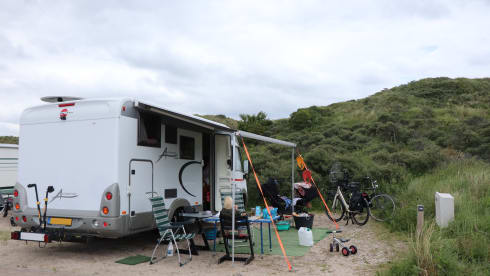 Camper with top layout