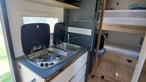 Family camper with bunk beds