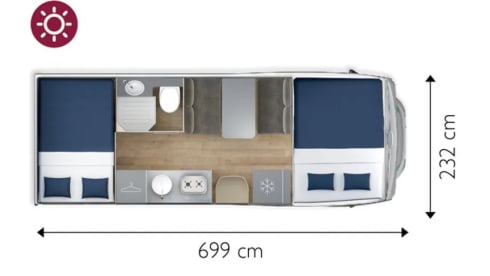 Conch – Brand new, cozy and fully equipped family camper (alcove) 