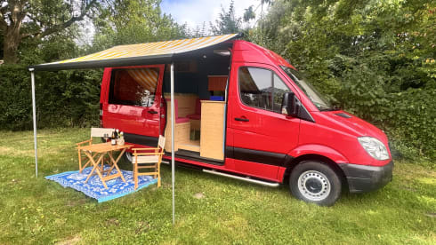 Nice red camper van 