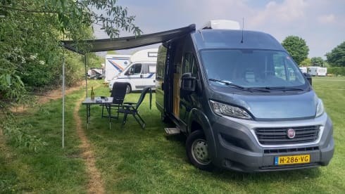 2p Fiat Ducato camper bus from 2016 with air conditioning and e-bike carrier