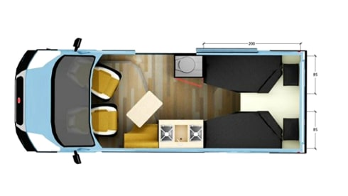 2 p. bus camper with longitudinal beds (AmorA 2017)