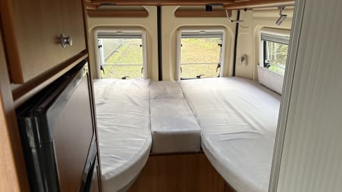 Bus camper with single length beds from 2014