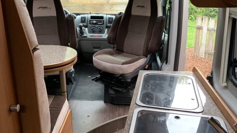 Compact Pössl 2Win factory-built bus camper (dog allowed)