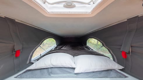Fijnja – Luxury 4 pers. Pössl bus camper with sleeping lifting roof from 2019