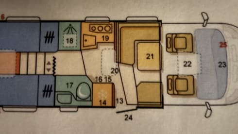 Family Camper with 5 belts, 5 sleeping places and complete inventory 