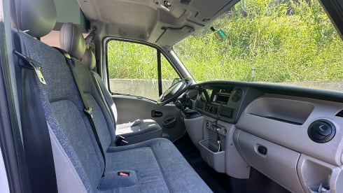 Atmospheric self-build camper van for 2 people (+ baby/small child)
