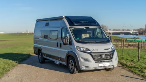 Off the Grid 1 – Brand new 6.36 bus camper with automatic transmission and solar panel, "off the grid no. 1"