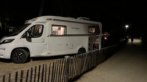 Luxurious young camper with many extras