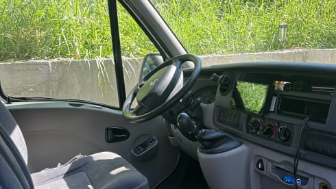 Atmospheric self-build camper van for 2 people (+ baby/small child)