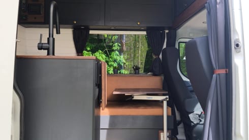 Luxuriöser, autarker Campervan mit Automatikgetriebe.