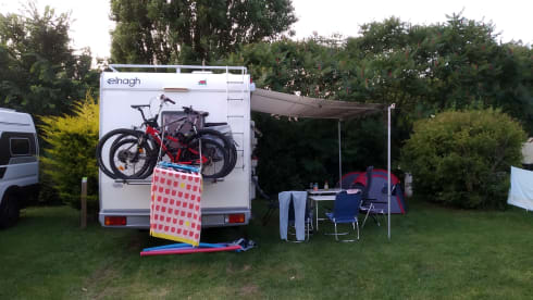 Family camper with bunk bed