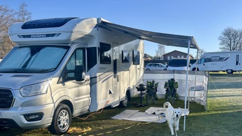 Hugo  – Luxury 4 berth Bailey Adamo with drop down beds and large living spaces. 