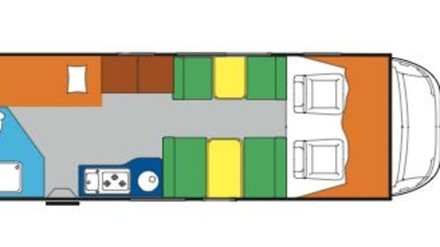 Spacious furnished family camper with bunk beds and air conditioning
