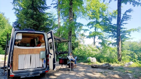 Luxury off-grid Sprinter with unique, bohemian interior! Winter camping