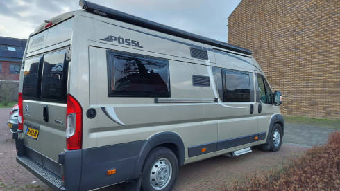 Road Cruiser  – Luxury Pössl bus 6.40 length beds turnable bicycle rack for 2 Ebikes
