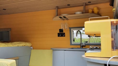 Gele Gerrie – Nothing is too crazy in this luxurious cat! Underfloor heating, coffee or a glass of wine?
